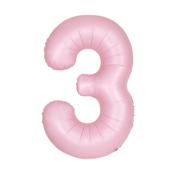 MATTE LOVELY PINK "3" NUMERAL FOIL BALLOON 86CM (34")